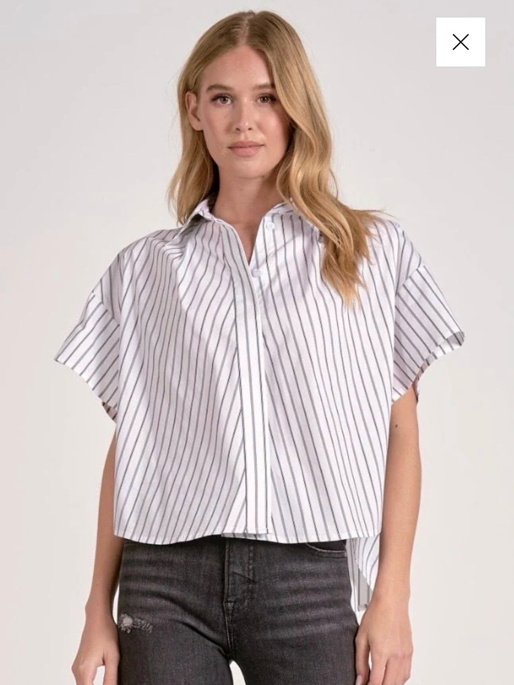 Elan striped cropped button down